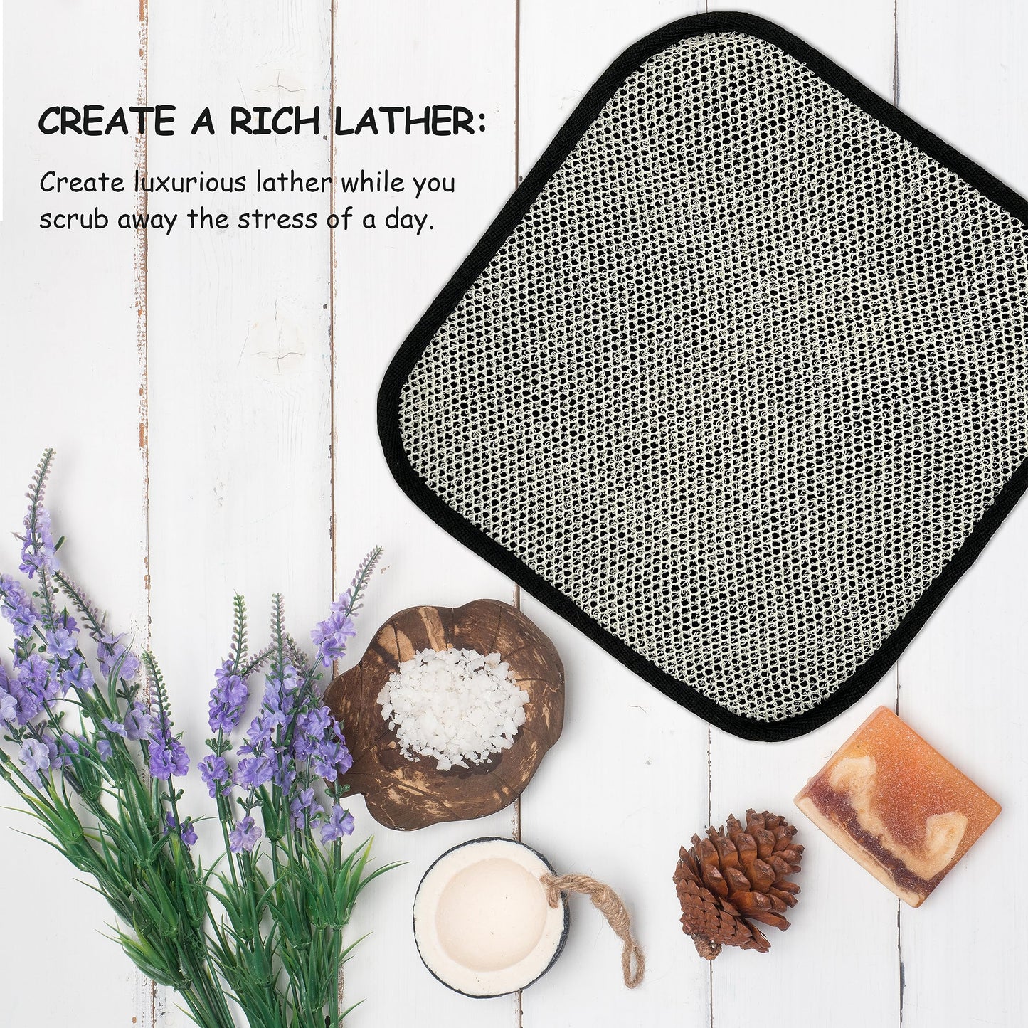 5 Pack Soft Weave Home Spa Bath Shower Exfoliating Massage Face Body Wash Cloths, Dual-Sided With Exfoliating Scrub and Soft Terry Cloth Towel